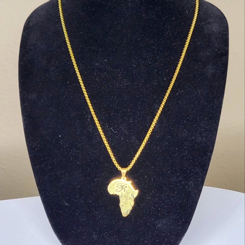 Egyptian Eye Continent Pendant Necklace - Picture 2 of 10
